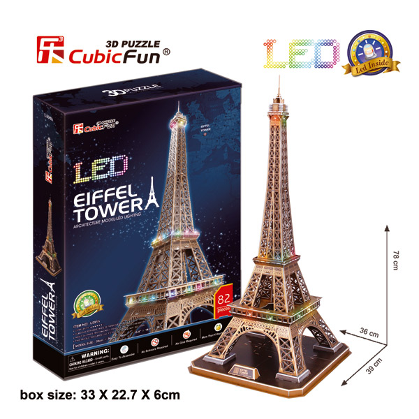 Puzzle 3D Led Torre Eiffel 82p Cubic Fun - Imagen 1