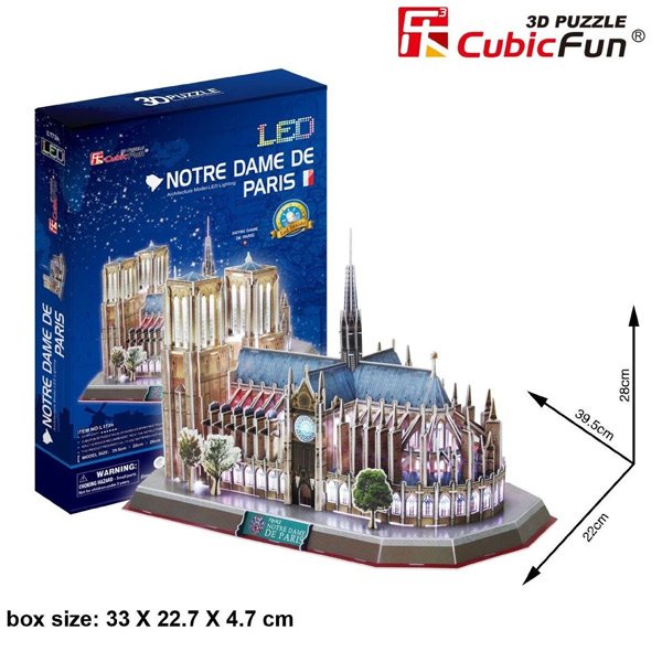 Puzzle 3D Led Notre Dame 149p Cubic Fun - Imagen 1