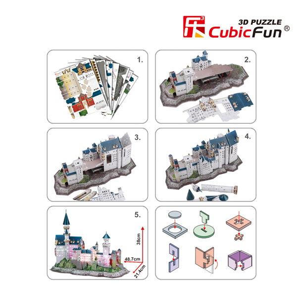 Puzzle 3D Led Neuschwanstein 128p Cubic Fun - Imagen 4