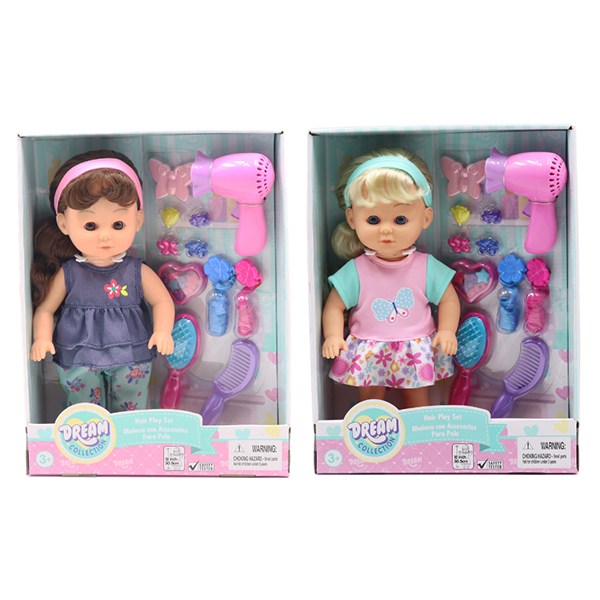 Barbie - Boneca Totally Hair com conjunto de jogo e cabeleireiro