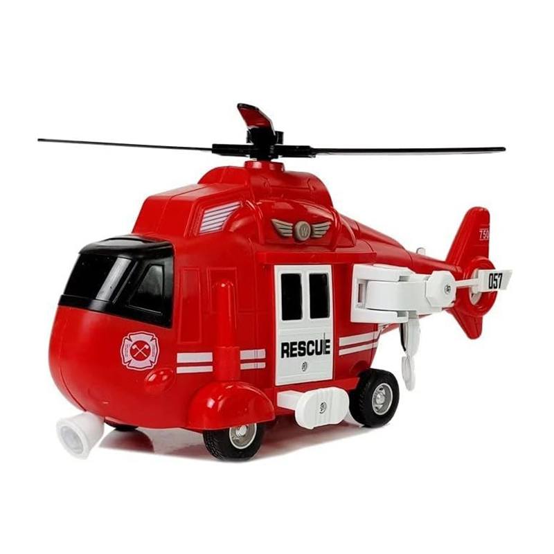 Helicóptero de Rescate Rojo con Luz y Sonido