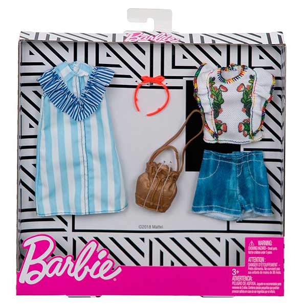 Barbie Vestidos Pack 2 Modas Ropa Rayas - Imatge 1