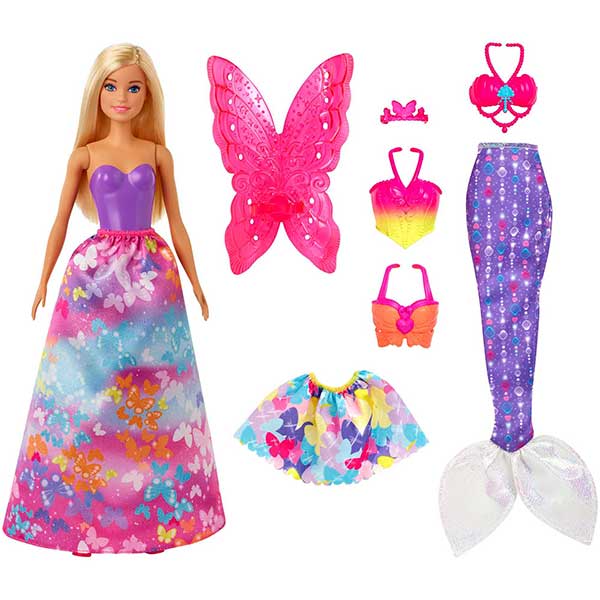 Barbie Dreamtopia Looks de moda Muñeca rubia con diferentes vestidos - Imagen 1