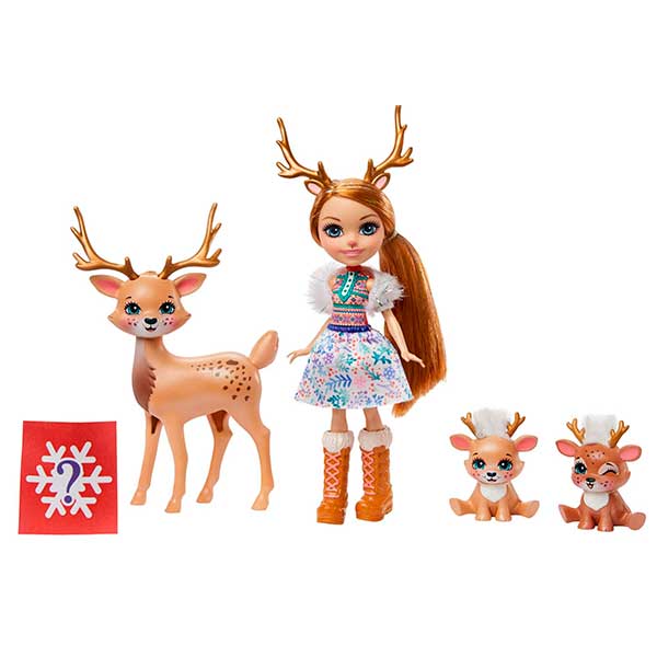 Enchantimals Boneca Rainey Reindeer com família de animais de estimação - Imagem 1