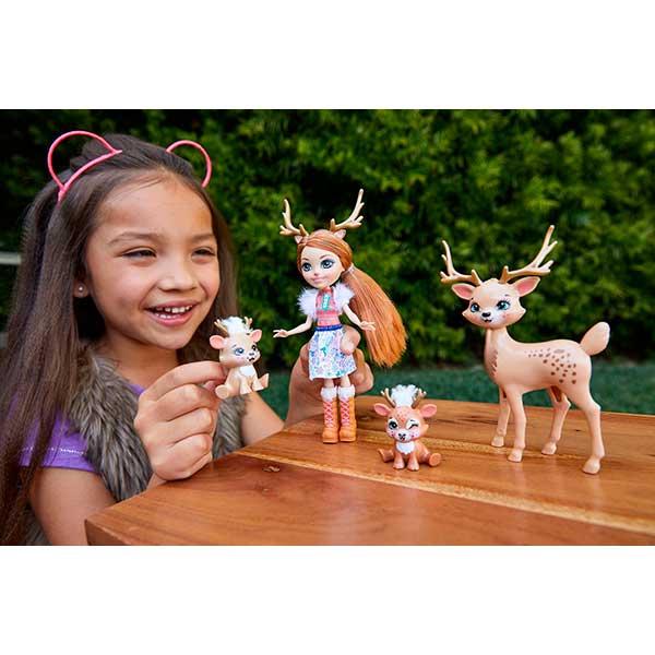 Enchantimals Boneca Rainey Reindeer com família de animais de estimação - Imagem 1