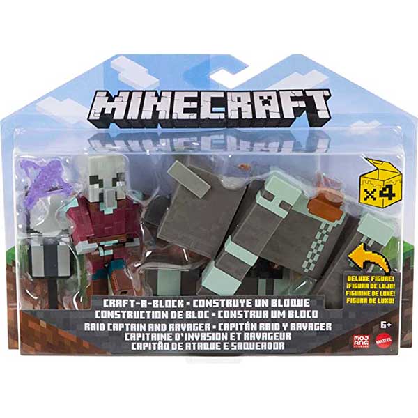 Minecraft Vanilla Pack 2 Figuras Articuladas Capitán y Ravager - Imagen 1