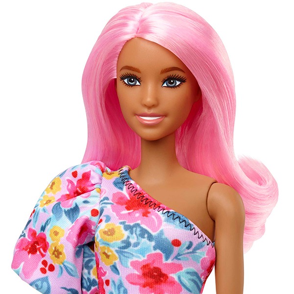 Barbie Fashionista Boneca Vestido floral de um ombro com prótese de perna - Imagem 4