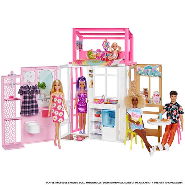 Barbie e o seu apartamento Boneca com casa para bonecas de brincar, todo mobiliado com acessórios e 4 áreas para brincar (Mattel HCD48) - Imagem 6