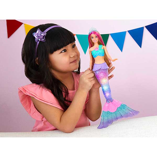 Barbie Dreamtopia Malibu Sereia Luzes Mágicas Boneca loira - Imagem 1