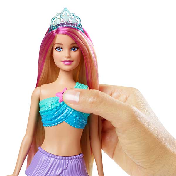 Barbie Dreamtopia Malibu Sereia Luzes Mágicas Boneca loira - Imagem 3