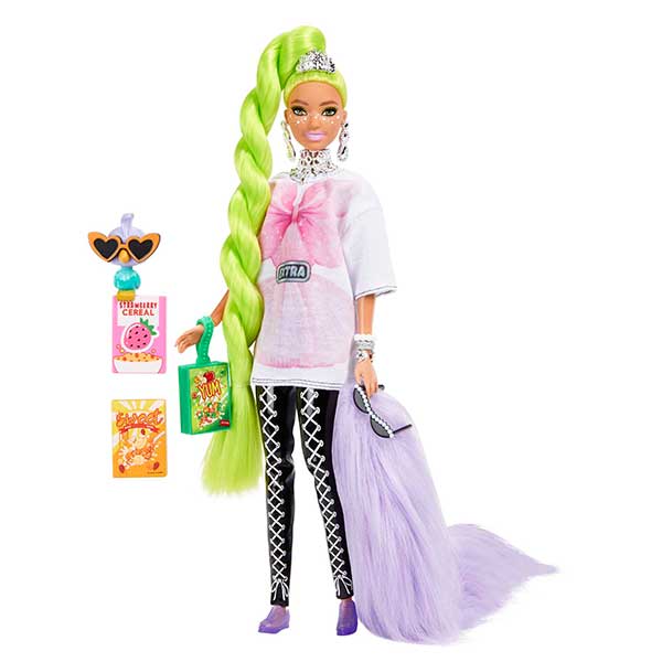 Barbie Extra Muñeca Articulada con pelo verde neón - Imagen 1