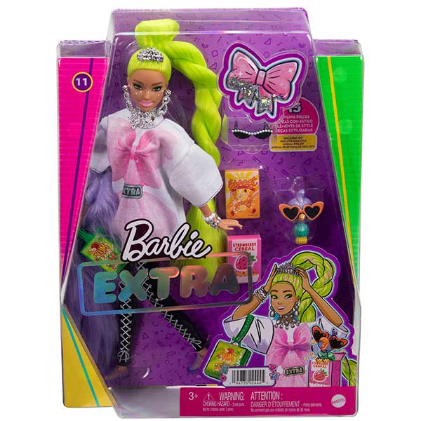 Barbie Extra Muñeca Articulada con pelo verde neón - Imatge 5