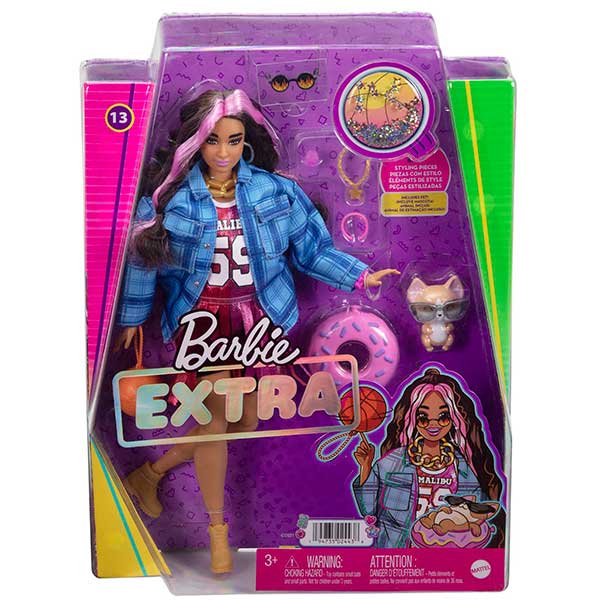 Barbie Extra Muñeca morena articulada con look vestido baloncesto - Imatge 6
