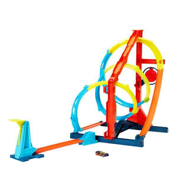 Hot Wheels Track Builder Pista de Brinquedo Caixa Grande De Acrobacias Com  Temática de Fogo