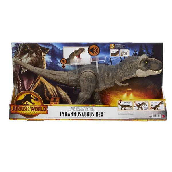 Jurassic World Figura Dinosaurio T-Rex Golpea y Devora - Imagen 5