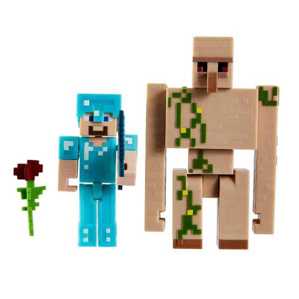 Minecraft Pack de 2 Figuras Steve y Iron Golem - Imagen 1