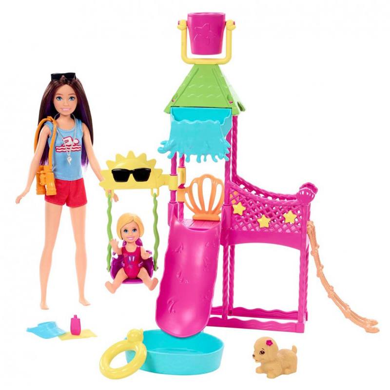 Barbie Muñeca Skipper Niñera Set Parque Acuático - Imagen 1