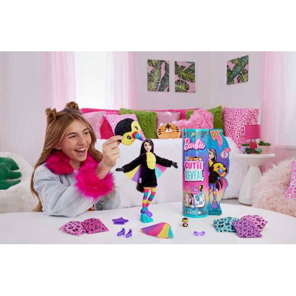 Barbie Cutie Reveal Serie Amigos de la jungla Tucán - Imagen 1