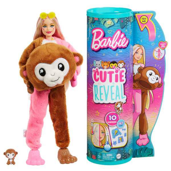 Barbie Cutie Reveal Serie Amigos da Selva Macaco
