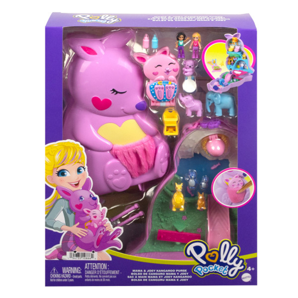 Baú Polly Pocket com bonecas, figuras e acessórios Bolsa canguru - Imagem 1