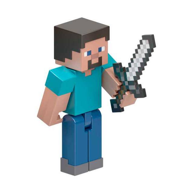 Minecraft Figura Steve com espada 8,3cm - Imagem 3