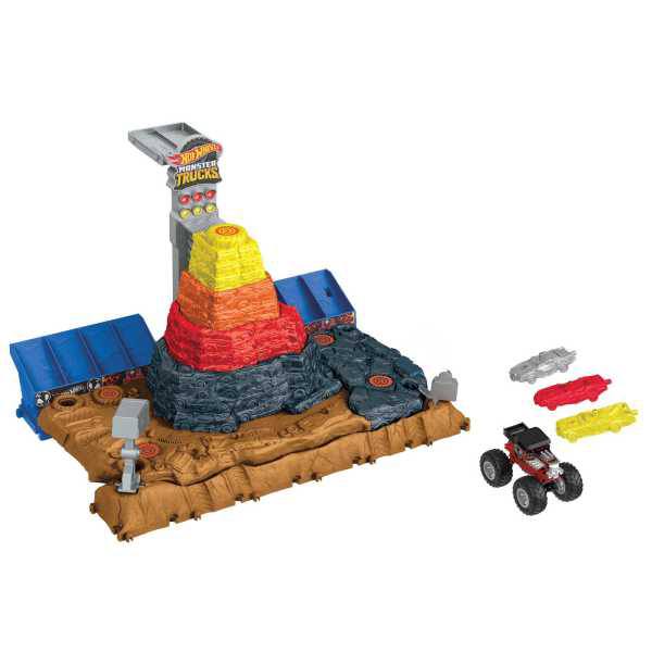 Hot Wheels Monster Trucks Arena World Pista Central esmagar e destruir - Imagem 1