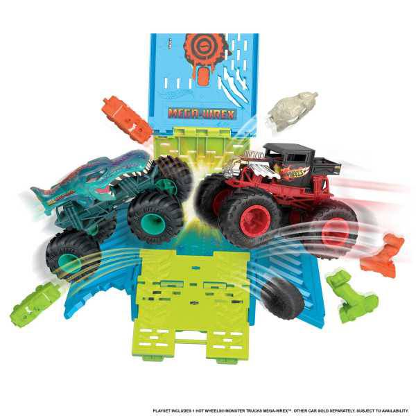 Hot Wheels Monster Trucks Mega Wrex gigante con jaula - Imagen 2