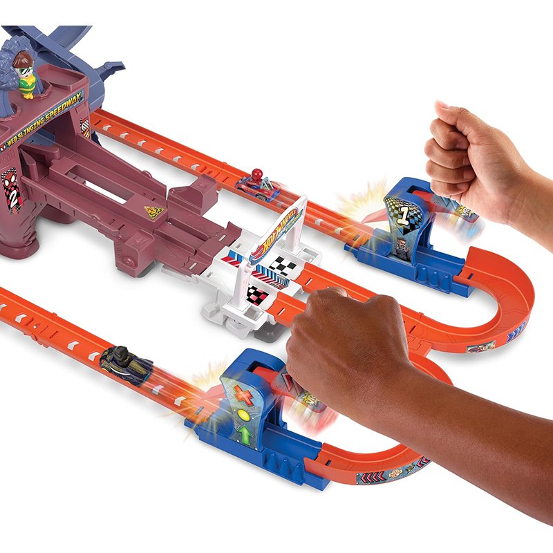 Hot Wheels Pista Circuito Teleraña Spiderman vs Black Panther - Imagen 1