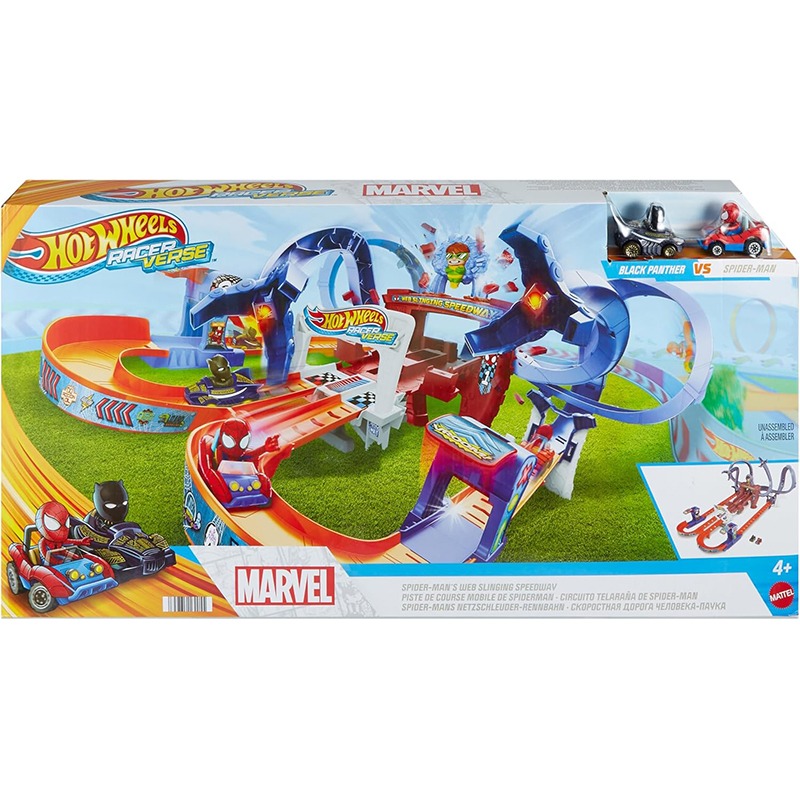 Hot Wheels Pista Circuito Teleraña Spiderman vs Black Panther - Imagen 4