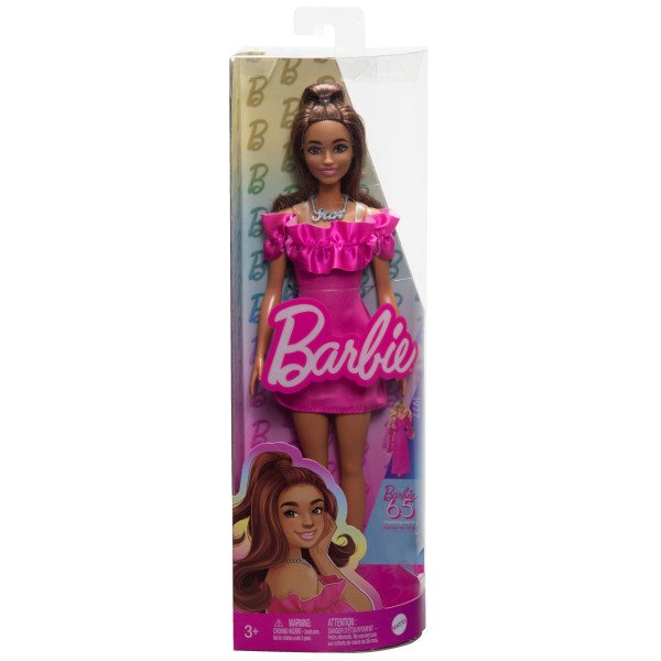 Vestido Fashion Barbie Fashionista com Babados Rosa - Imagem 1