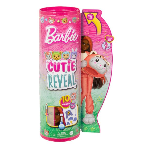 Barbie Muñeca Cutie Reveal Serie Disfraces Gatito Panda Rojo - Imagen 1