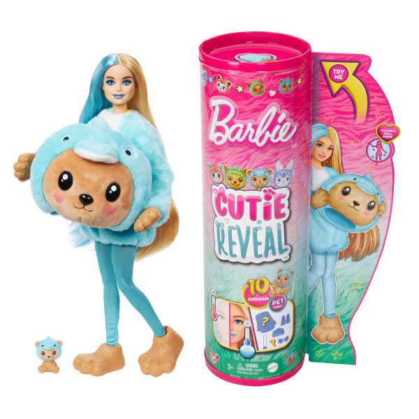Barbie Muñeca Cutie Reveal Serie Disfraces Osito Delfín - Imagen 1