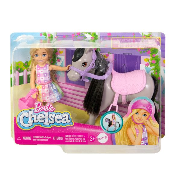 Boneca Barbie com cavalo e pônei de brinquedo Chelsea - Imagem 1