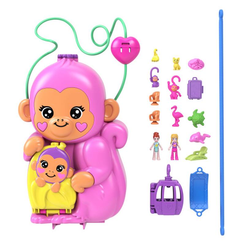 Polly Pocket Cofre Bolso Mamá Mono y Bebé - Imatge 1