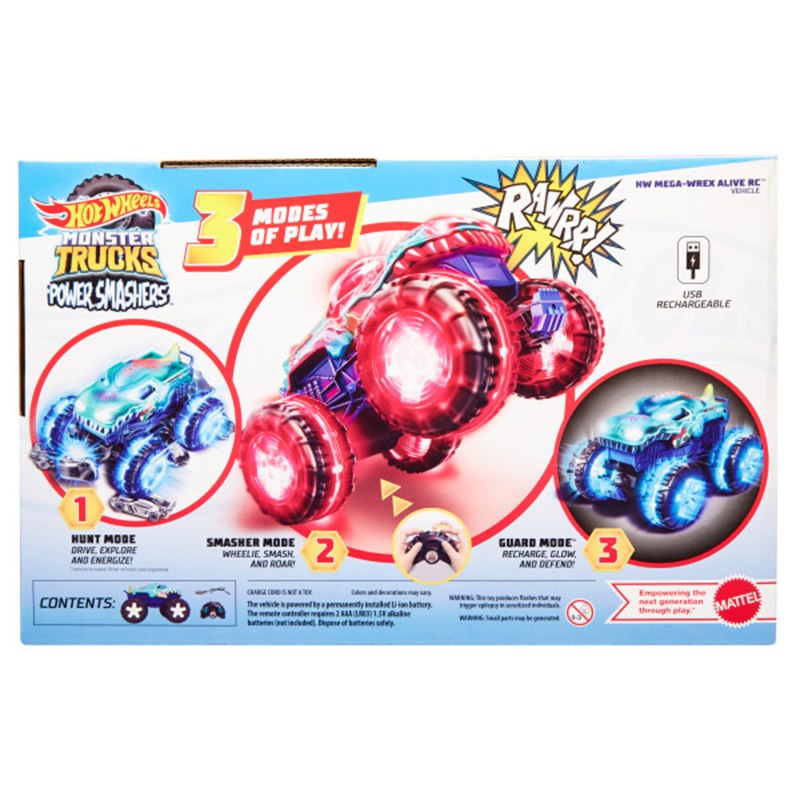 Hot Wheels Mega-Wrex Monster Trucks com luzes e sons RC 1:15 - Imagem 