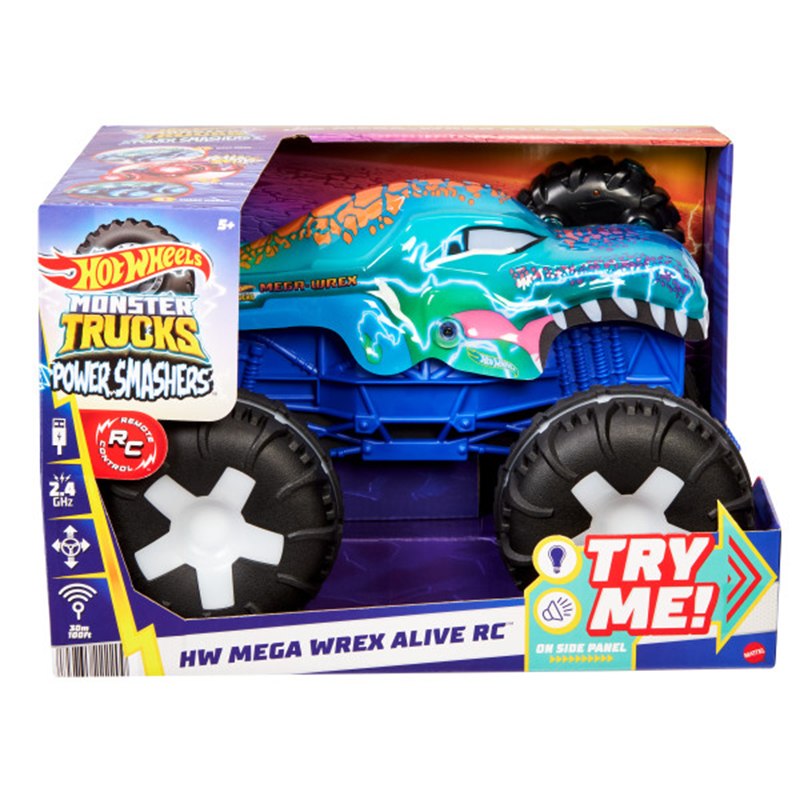 Hot Wheels Mega-Wrex Monster Trucks com luzes e sons RC 1:15 - Imagem 