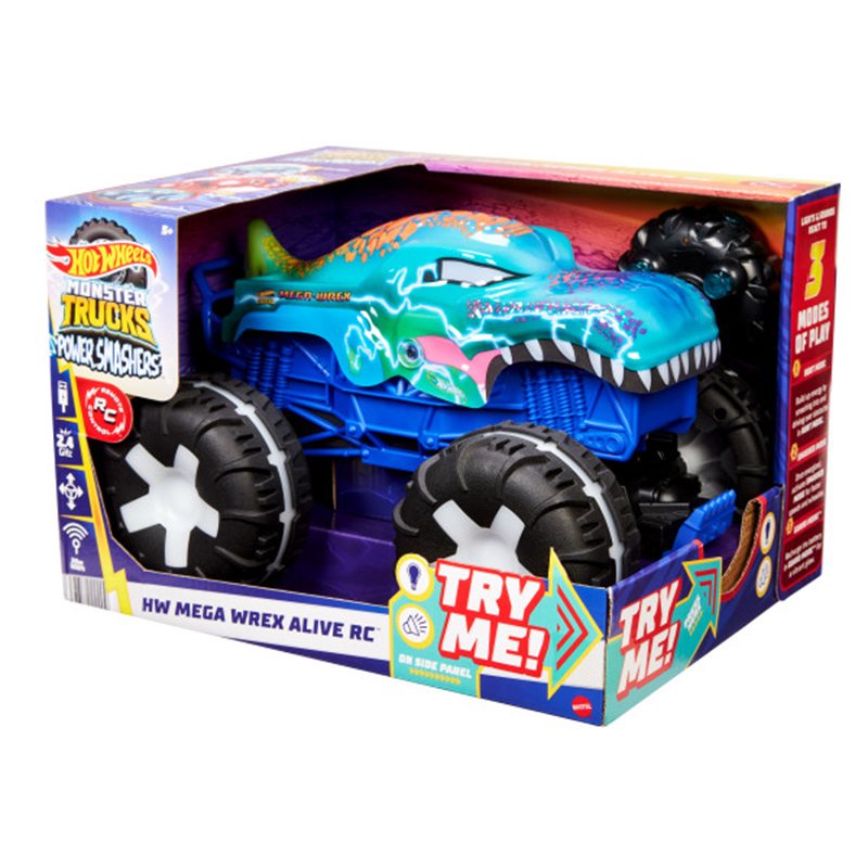 Hot Wheels Mega-Wrex Monster Trucks com luzes e sons RC 1:15 - Imagem 