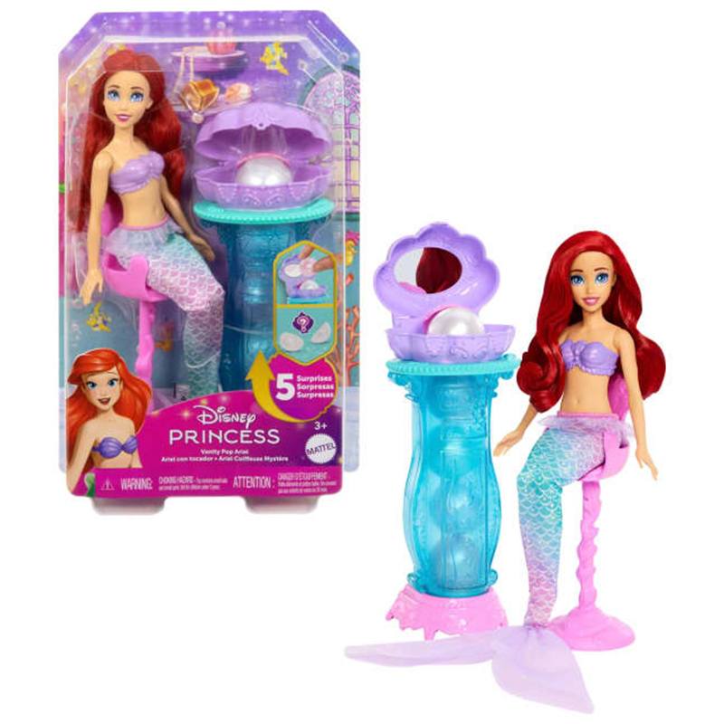 Disney Princesa Boneca Ariel Vanity Pop Sereia com penteadeira 5 surpresas
