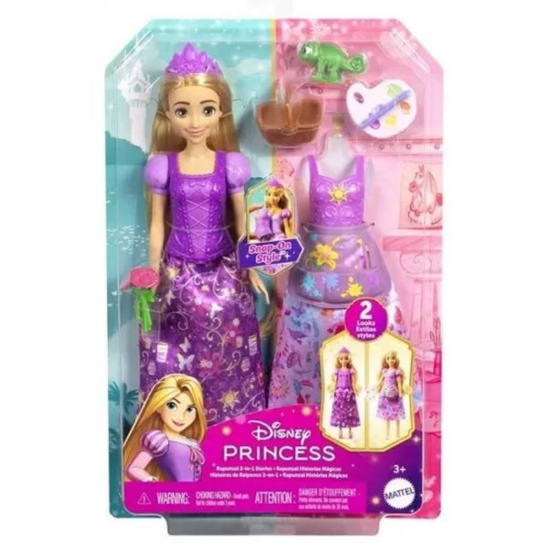 Boneca Disney Princesa Rapunzel Moda 2 em 1 Histórias