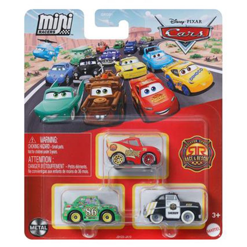 Cars Pack 3 Cotxes Mini Racers McQueen Rescue