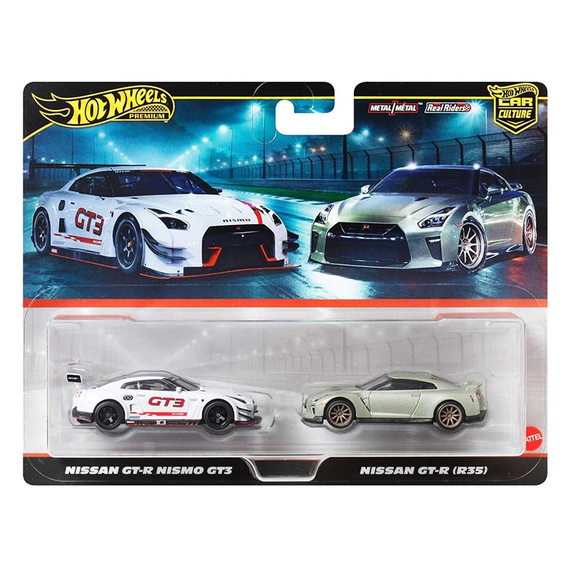 Hot Wheels Premium - Pack 2 Coches Nissan GT-R 1:64
