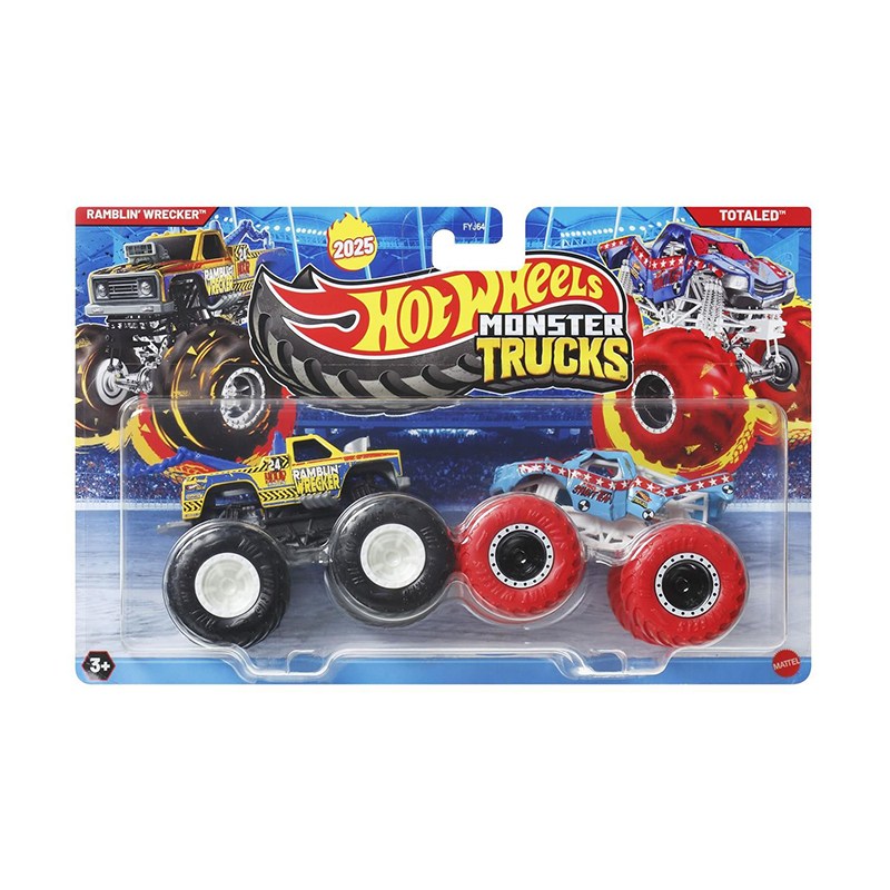 Hot Wheels Monster Trucks Pack 2 Coches Ramblin Wrecker vs Totaled