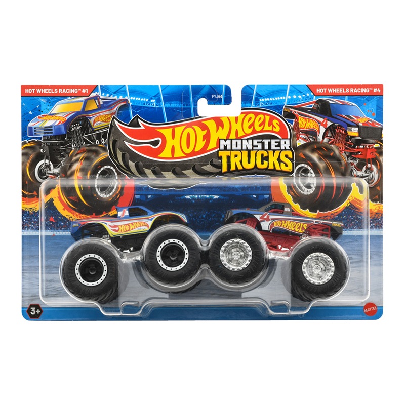 Hot Wheels Monster Trucks Pack 2 Coches Racing #1 vs Racing #4
