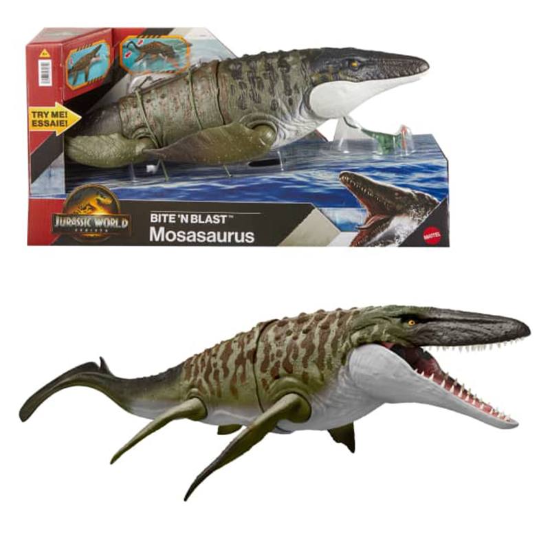 Jurassic World Figura Dinossauro Mosasaurus e mini Dilophosaurus