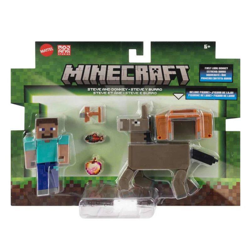 Minecraft Pack Figuras Steve - Donkey 8cm