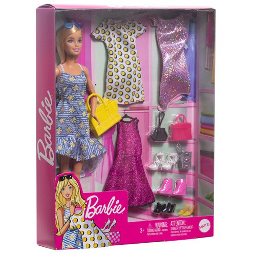 Barbie Muñeca Fashionista con 4 Vestidos - Imagen 1