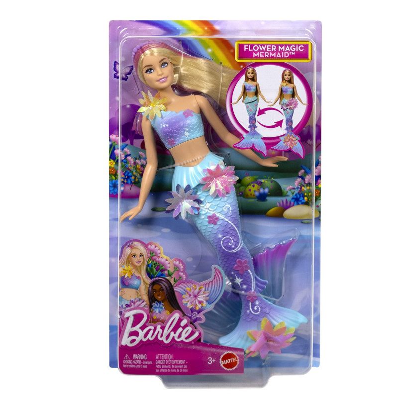 Barbie Muñeca Sirena Mágica Flores - Imagen 3