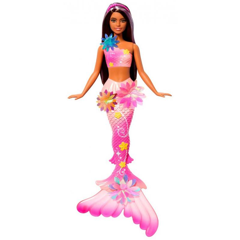 Barbie Muñeca Sirena Mágica Flores Morena