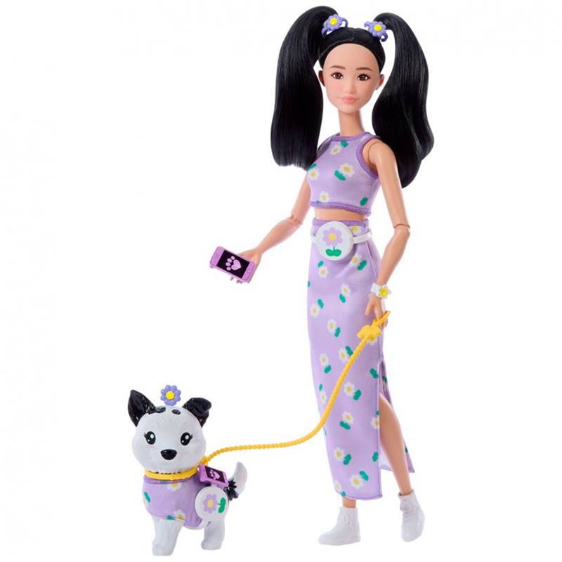 Barbie Twinning Muñeca asiática con perrito mascota