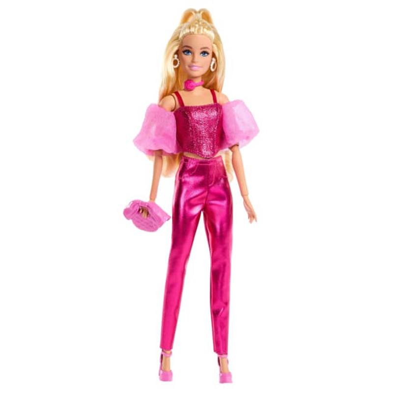Barbie Muñeca Deluxe con Vestido Rosa Metálico